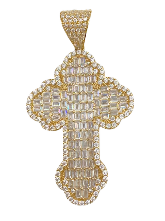 Medalla cruz zirconia 14k