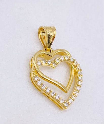 Corazón doble 14k, 2.5cm x 1cm