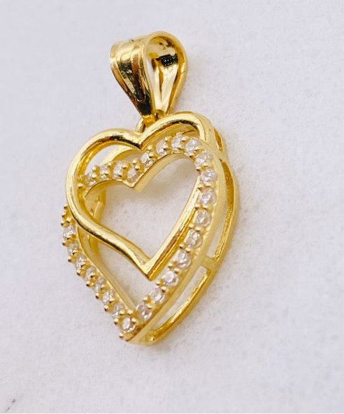 Corazón doble 14k, 2.5cm x 1cm