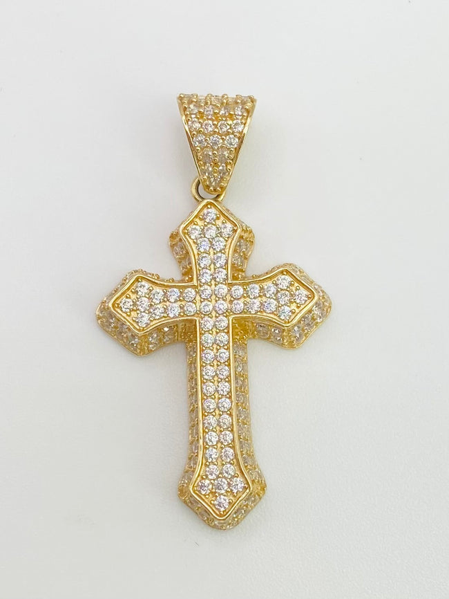 Medalla cruz zirconia 14k