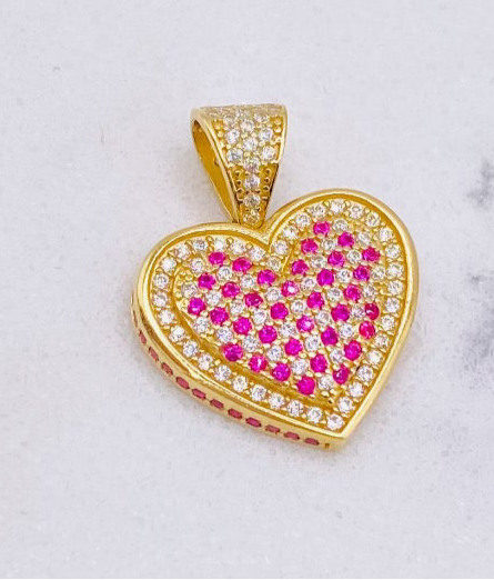 Corazón rosa 14k, 2.5cm x 2cm