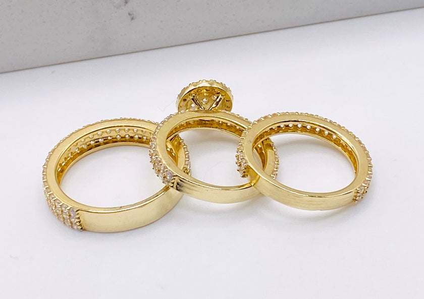 Anillo trío de boda 14k, #M23