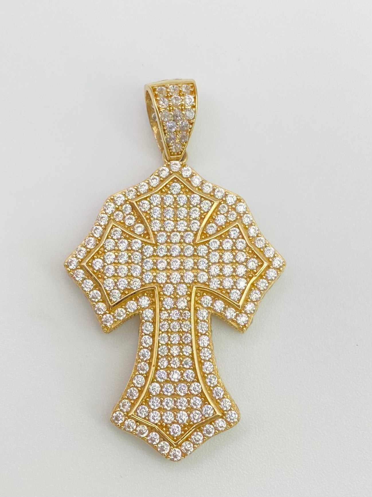 Medalla cruz zirconia 14k