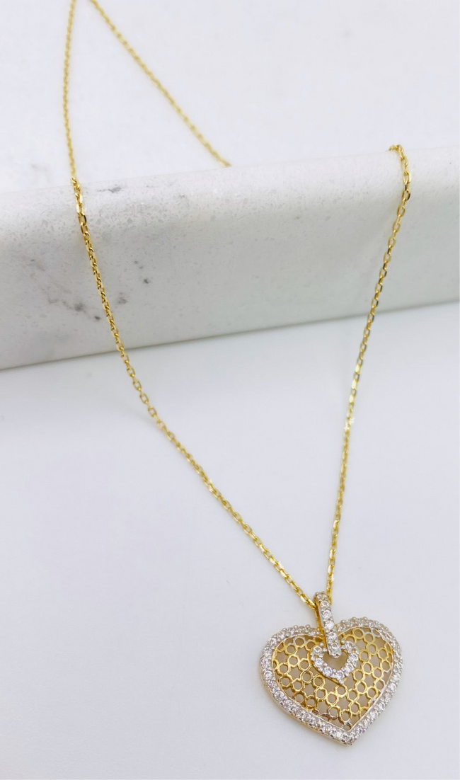 Cadena corazón 14k, 45cm x 0.6 mm