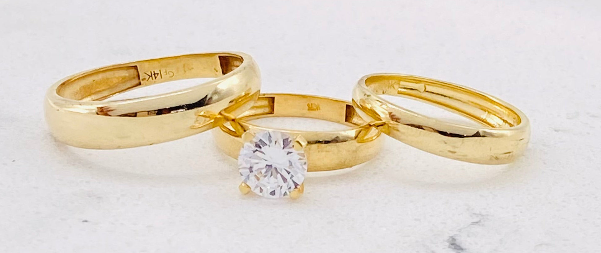 Anillo tríos boda 14k. #H 17. #M14