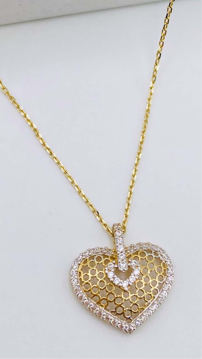 Cadena corazón 14k, 45cm x 0.6 mm
