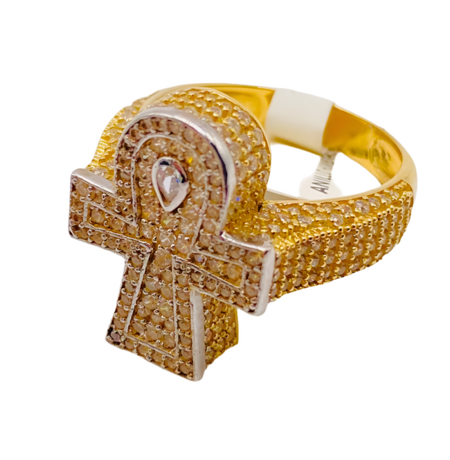 Anillo cruz 14k, talla 21