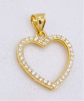Corazón zirconia 14k, 2.5 cm x 1.2 cm