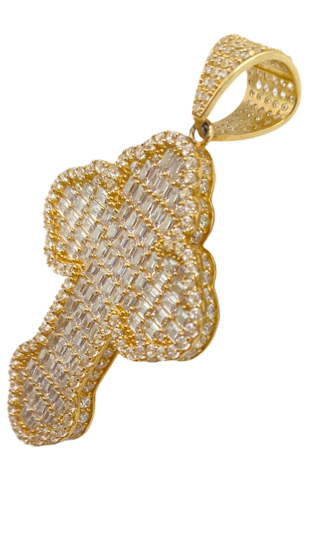Medalla cruz zirconia 14k