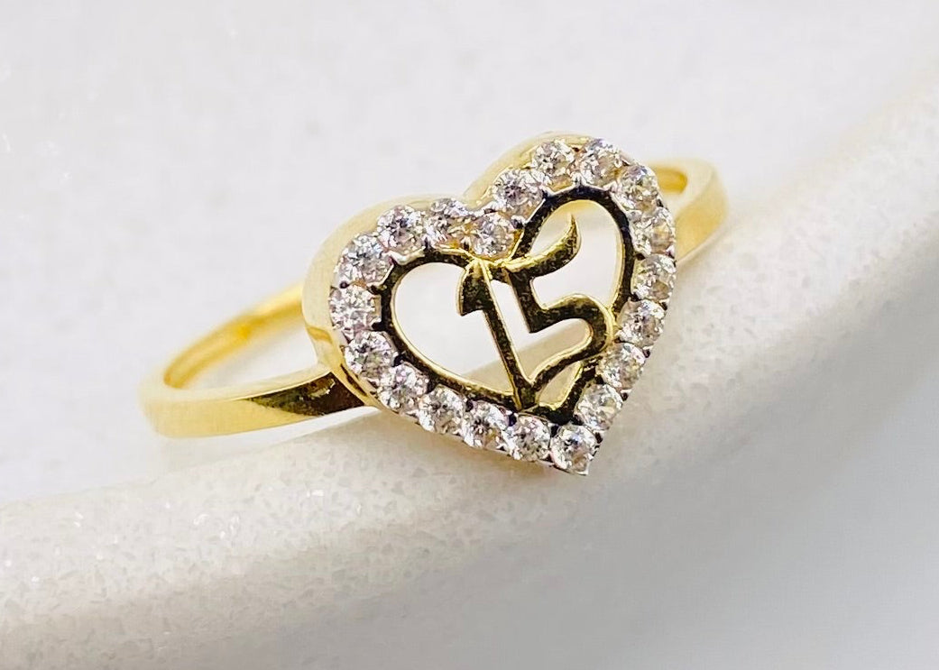 Anillo corazón talla#17, 18k