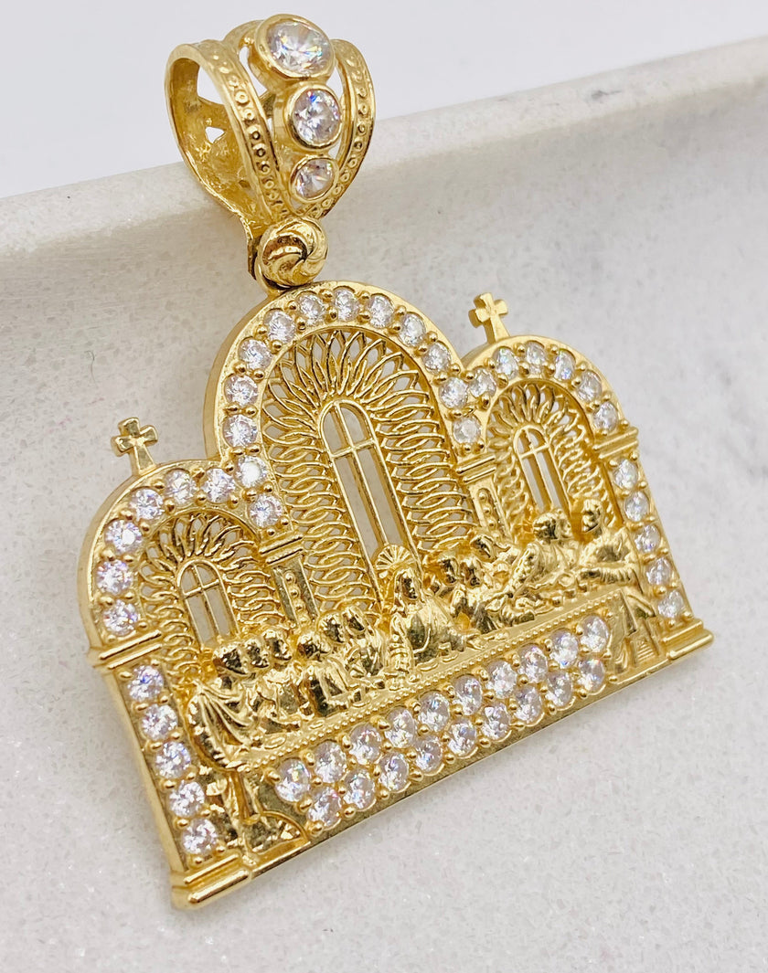 Medalla santa cena 14k, 4cm x 3.5cm