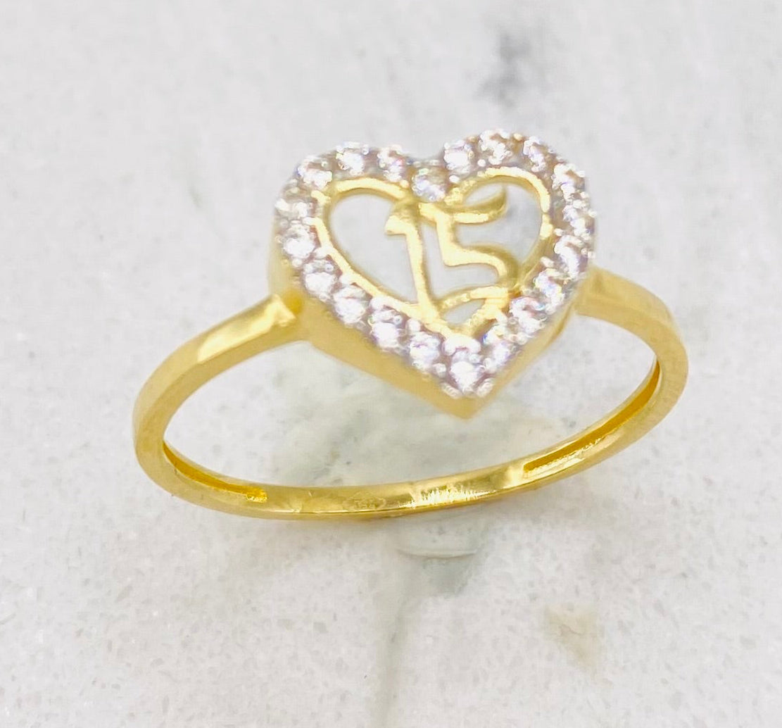 Anillo corazón talla#17, 18k