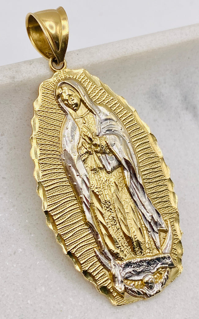 Medalla virgen 14k, 5cm x 2cm