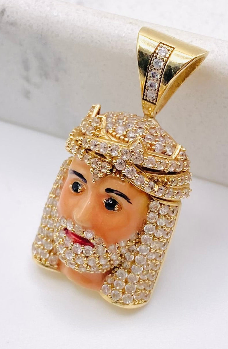 Medalla cara de cristo 14k, 3cm x 1.5cm