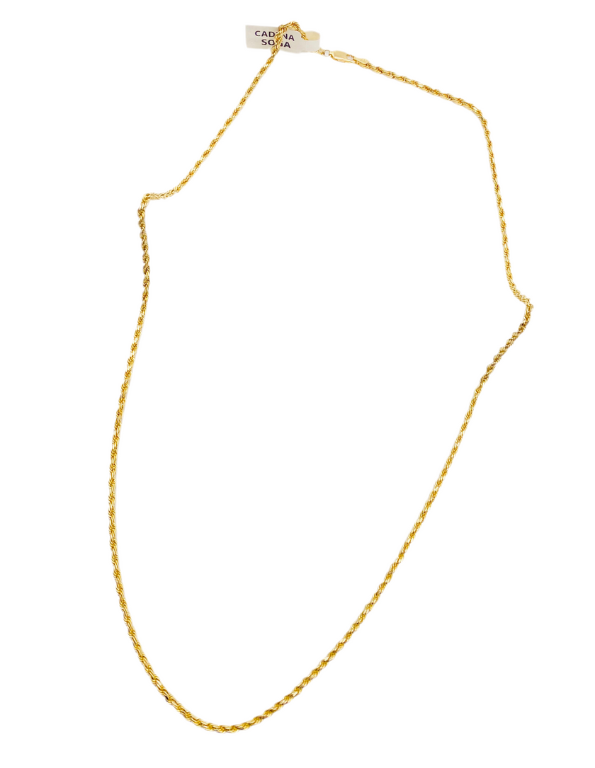 Cadena tejido soga 14k, 45cm x 1.5mm