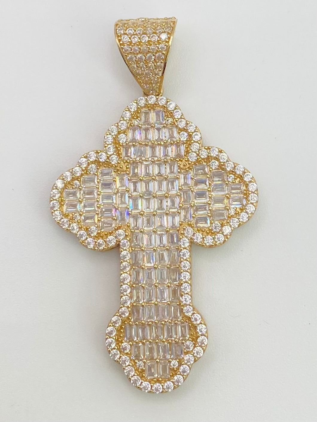 Medalla cruz zirconia 14k