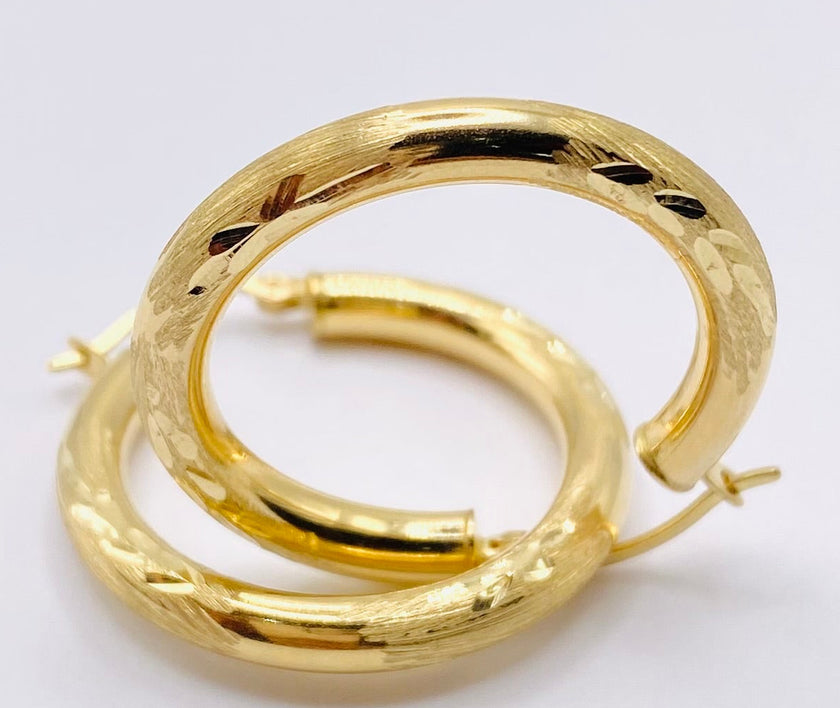 Argollas. 14k,  3.90mm x 3cm