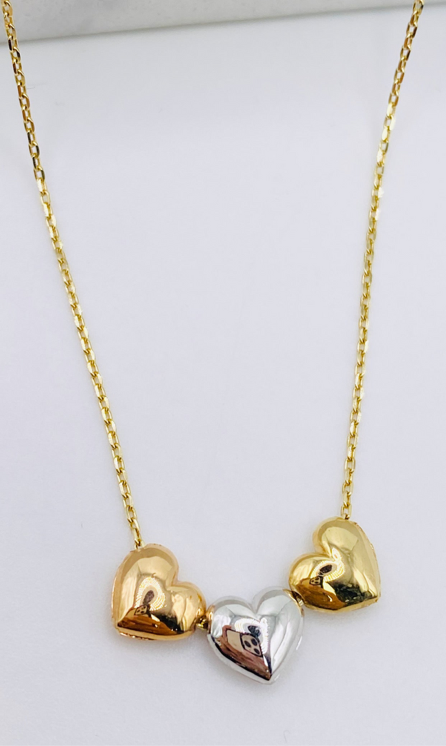 Cadena de corazones 14k, 45cm x 0.6mm