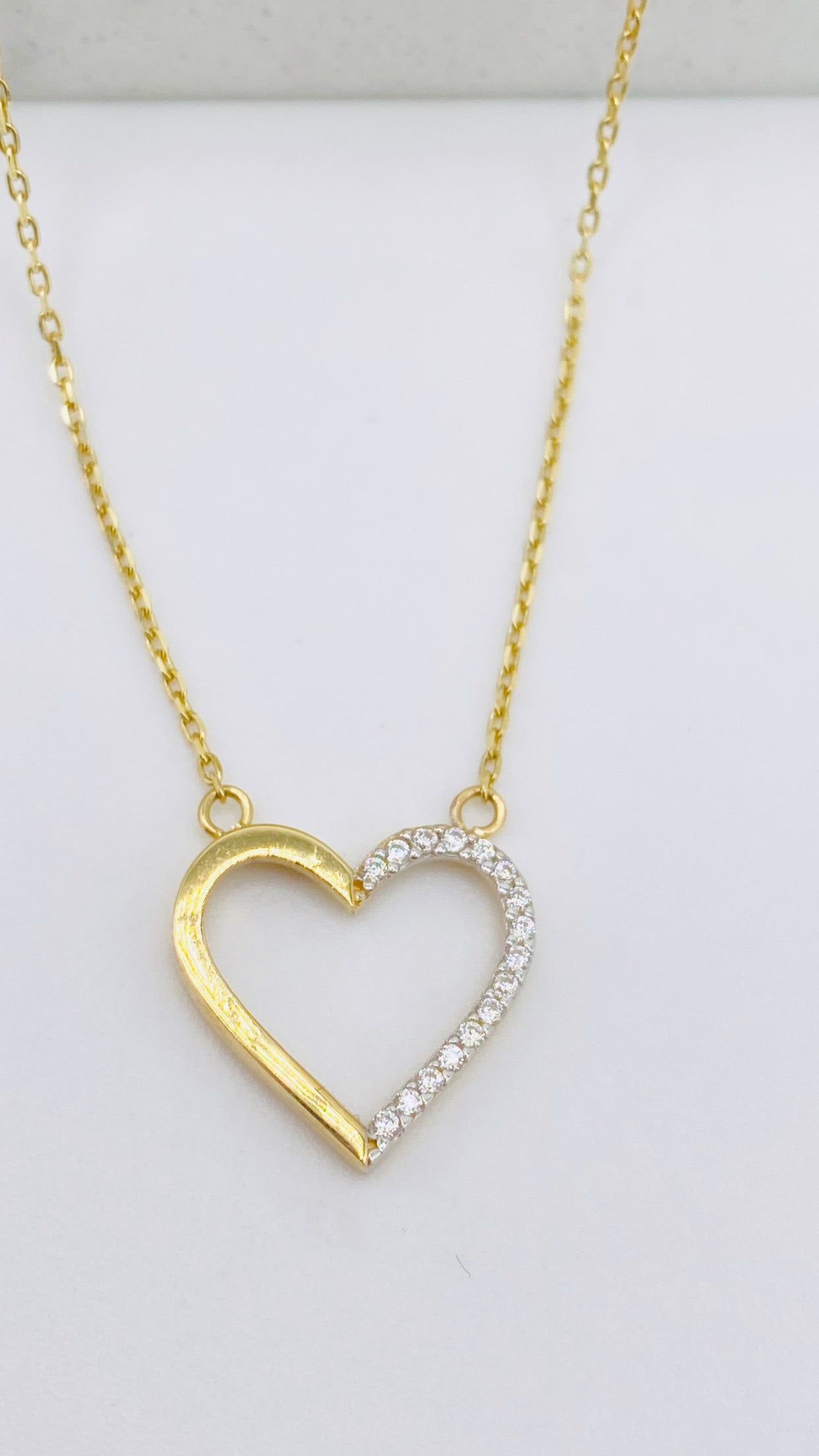 Cadena corazón combinado 14k, 45cm x 0.6mm