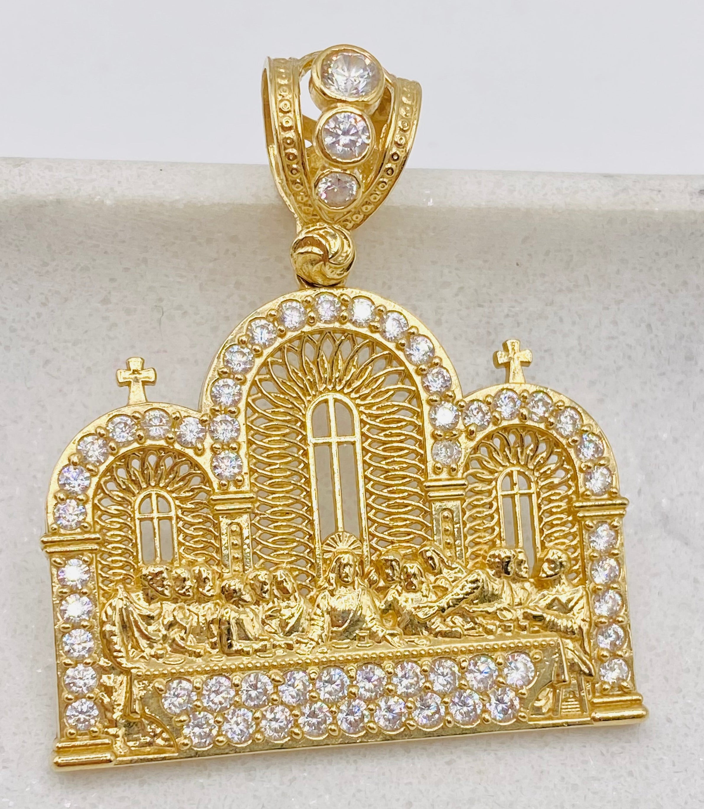 Medalla santa cena 14k, 4cm x 3.5cm