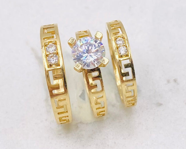 Anillo trío de boda 14k. H#22. M#16