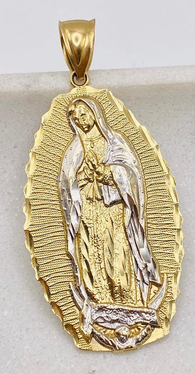 Medalla virgen 14k, 5cm x 2cm