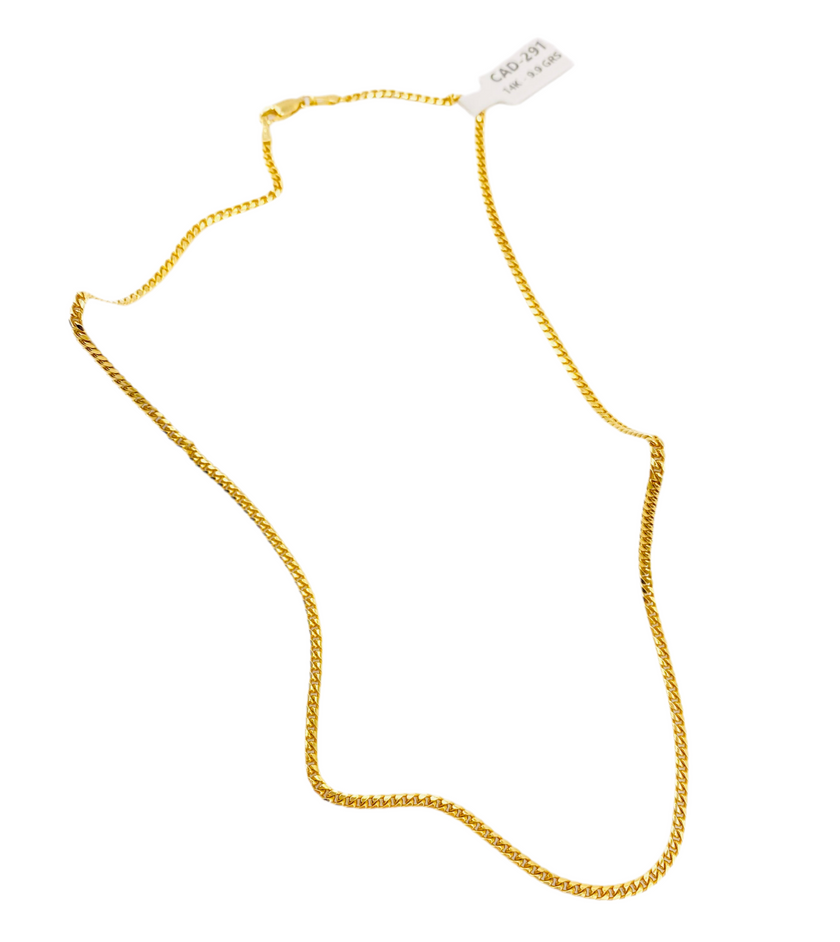 Cadena milanesa sólida 14k