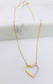 Cadena corazón combinado 14k, 45cm x 0.6mm