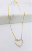 Cadena corazón combinado 14k, 45cm x 0.6mm
