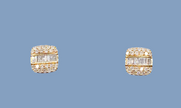 Aretes cuadrado Diamante 14k,