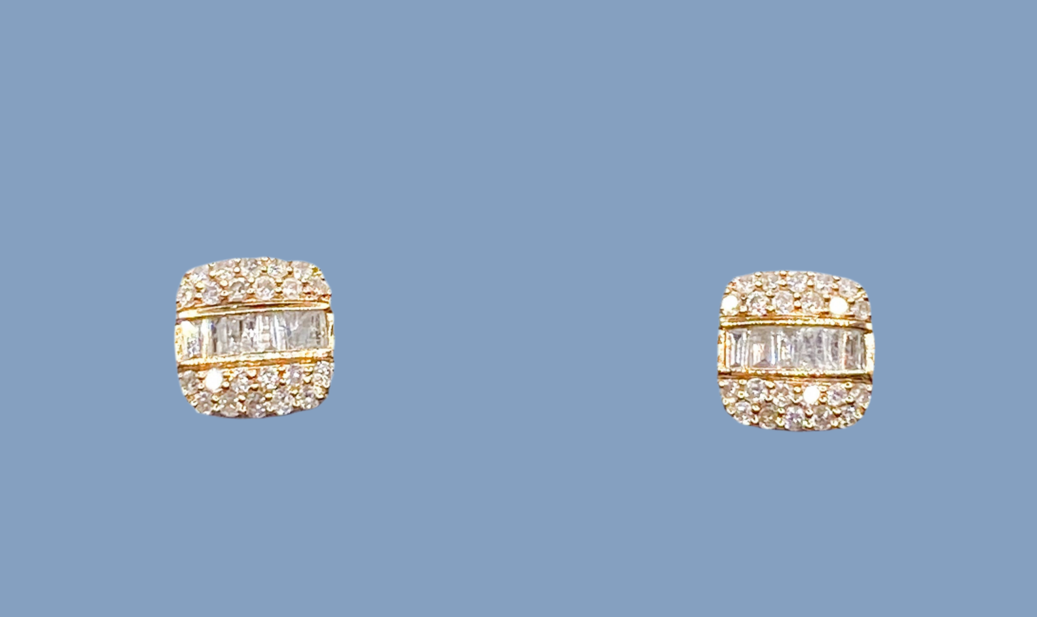 Aretes cuadrado Diamante 14k,
