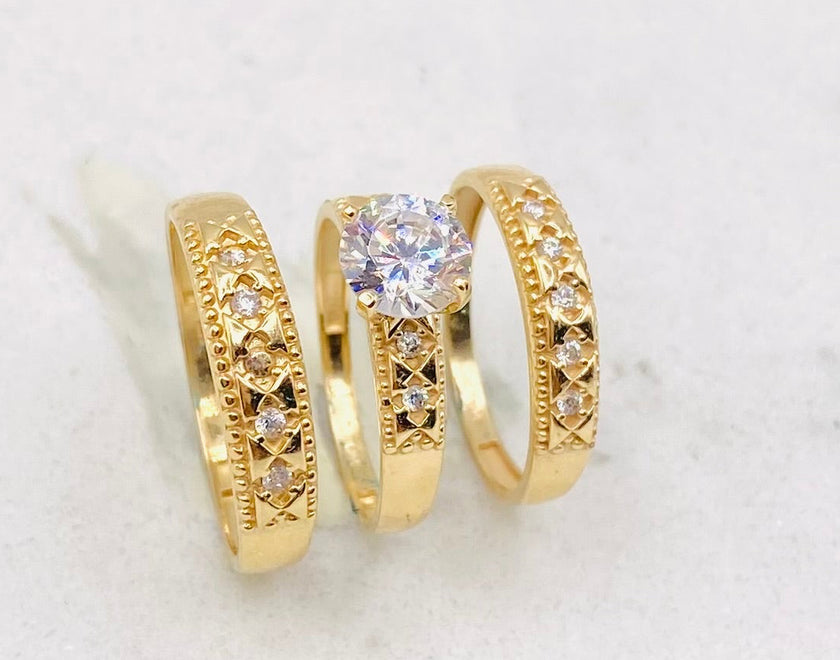 Anillo trío de boda 14k. #M14. #H22