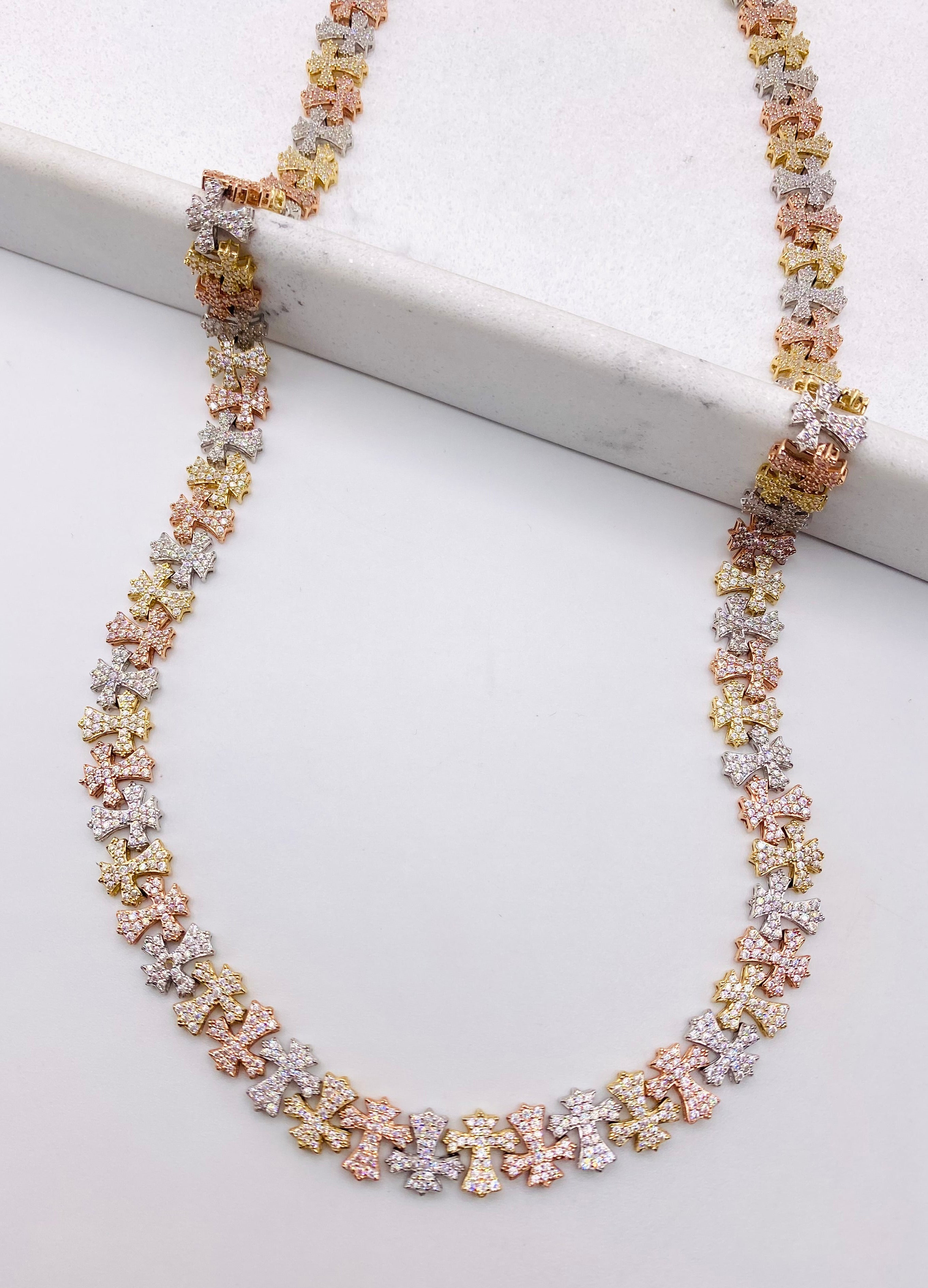 Cadena cruz 14k, 55cm x 9.8mm