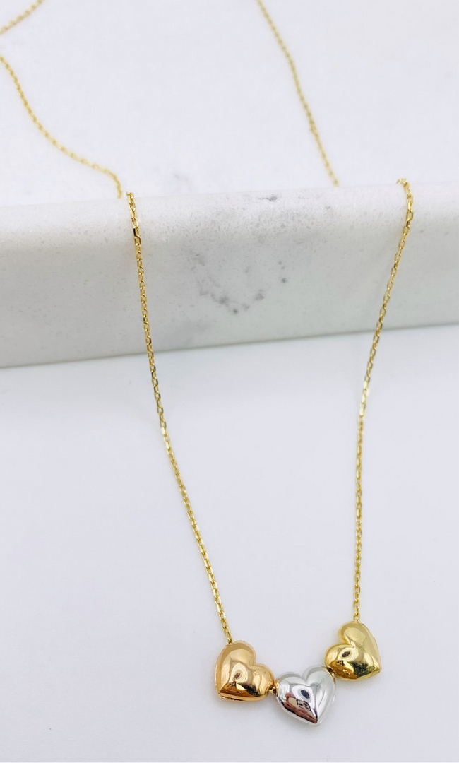 Cadena de corazones 14k, 45cm x 0.6mm