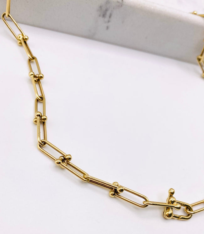 Cadena clip 14k, 45cm x 3.6mm