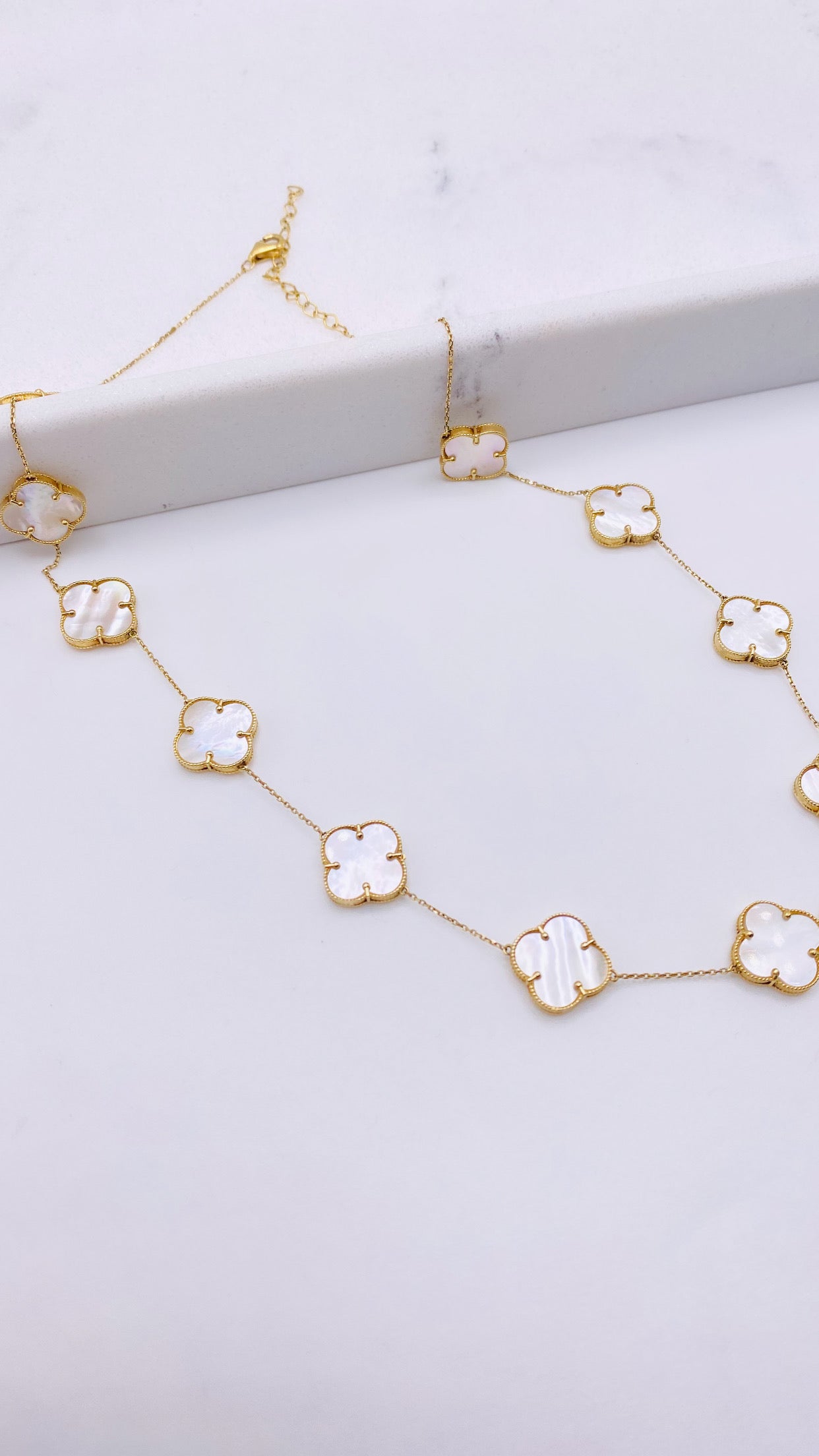 Cadena trébol 14k, 45cm