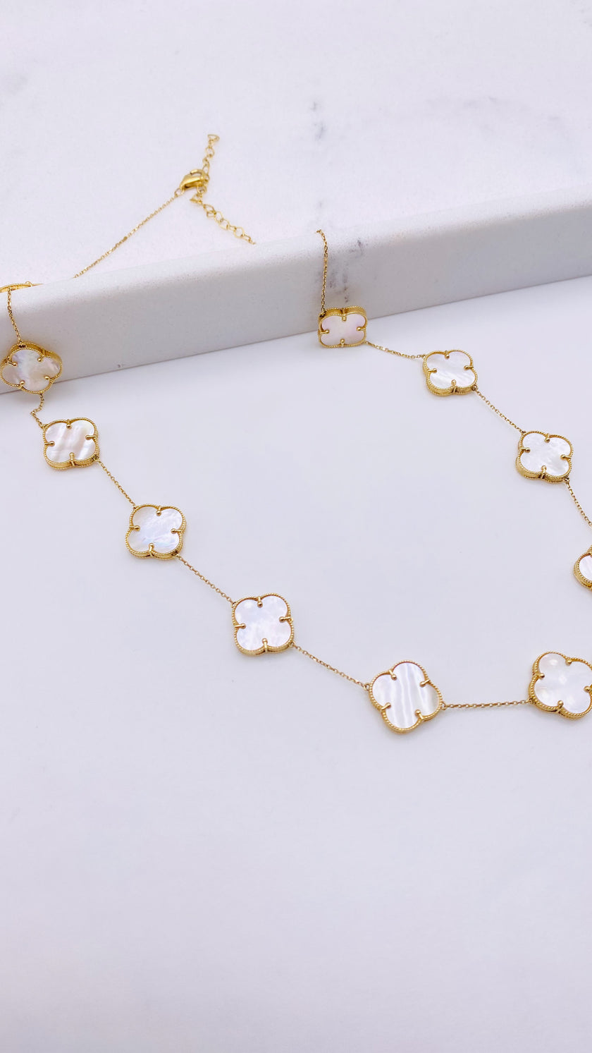 Cadena trébol 14k, 45cm
