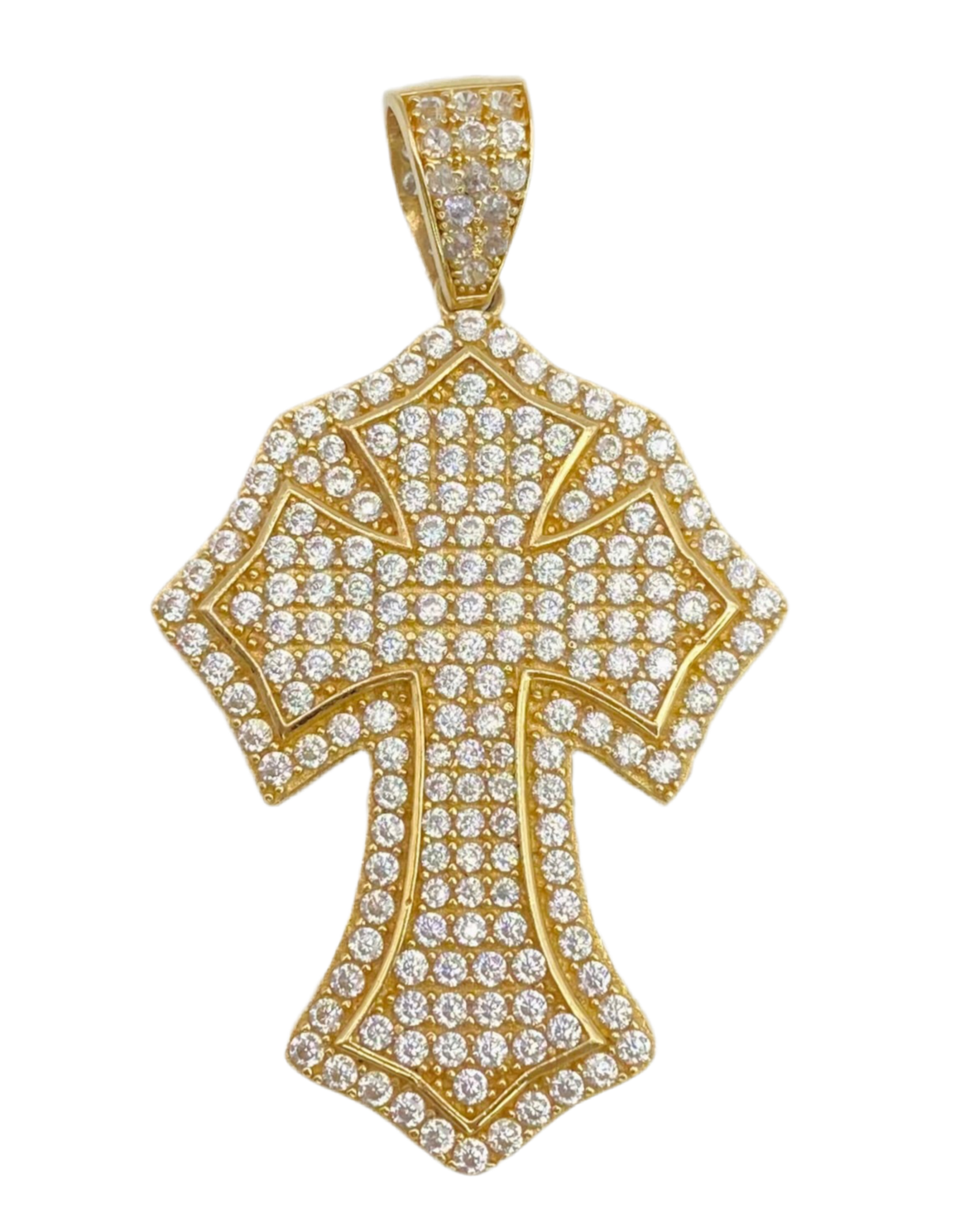 Medalla cruz zirconia 14k.
