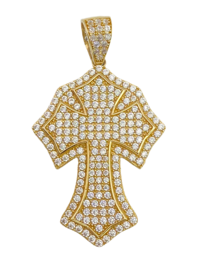 Medalla cruz zirconia 14k.