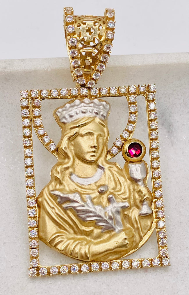 Medalla virgen 14k, 5.5cm x 3cm