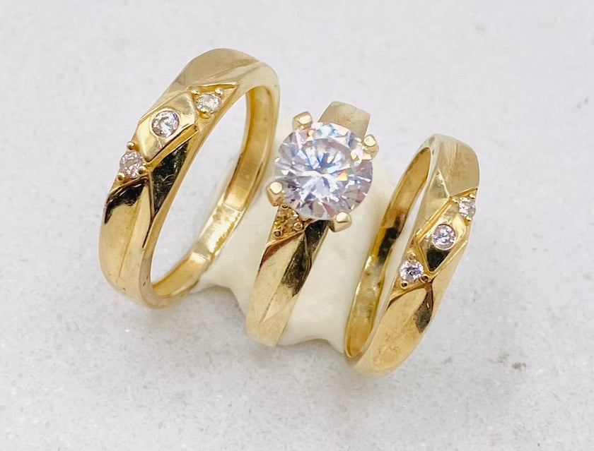 Anillo trío de boda 14k. H#24. M#11