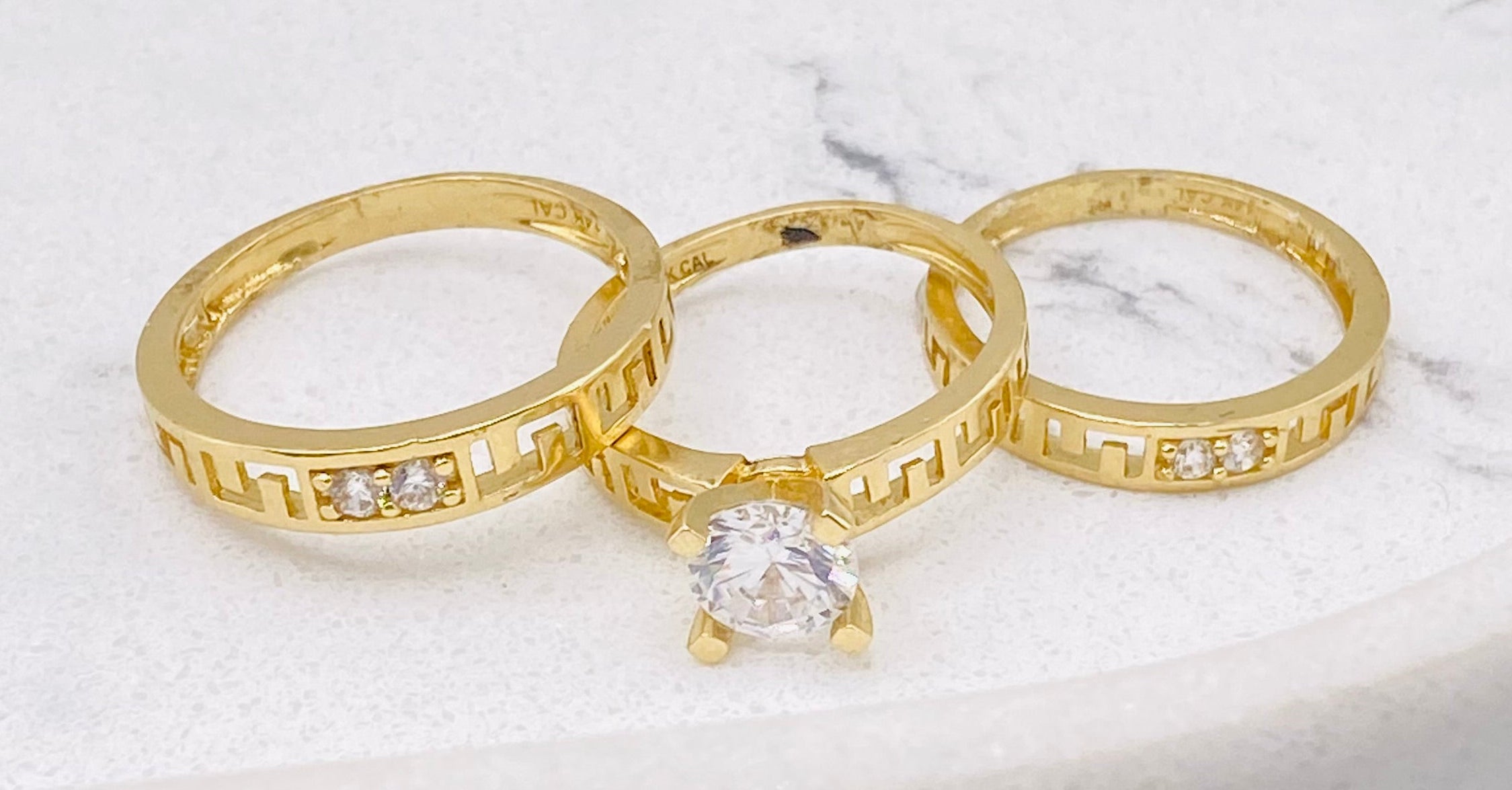 Anillo trío de boda 14k. H#22. M#16