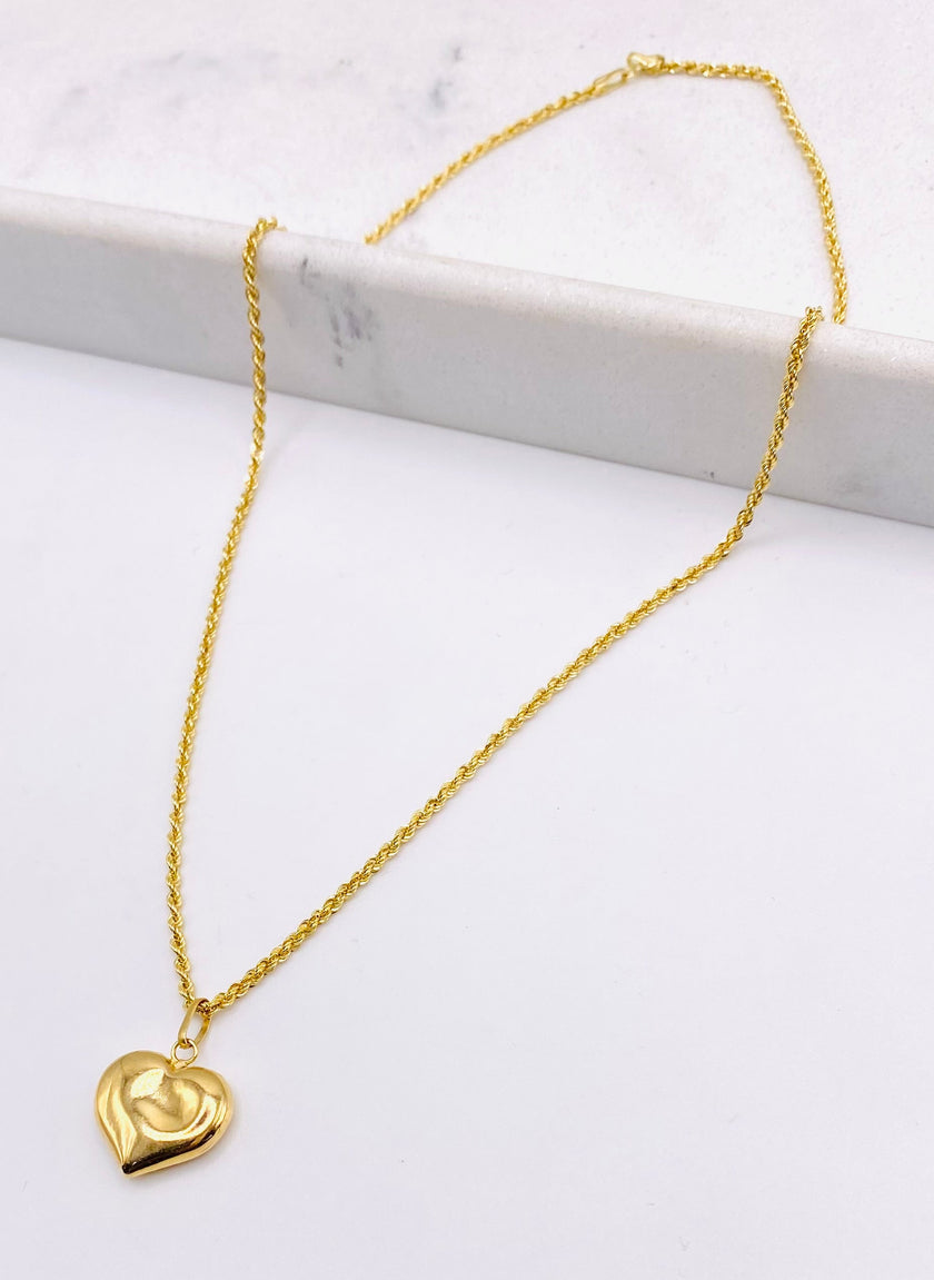 Cadena medalla de corazón 18k 40cm x 1.2mm