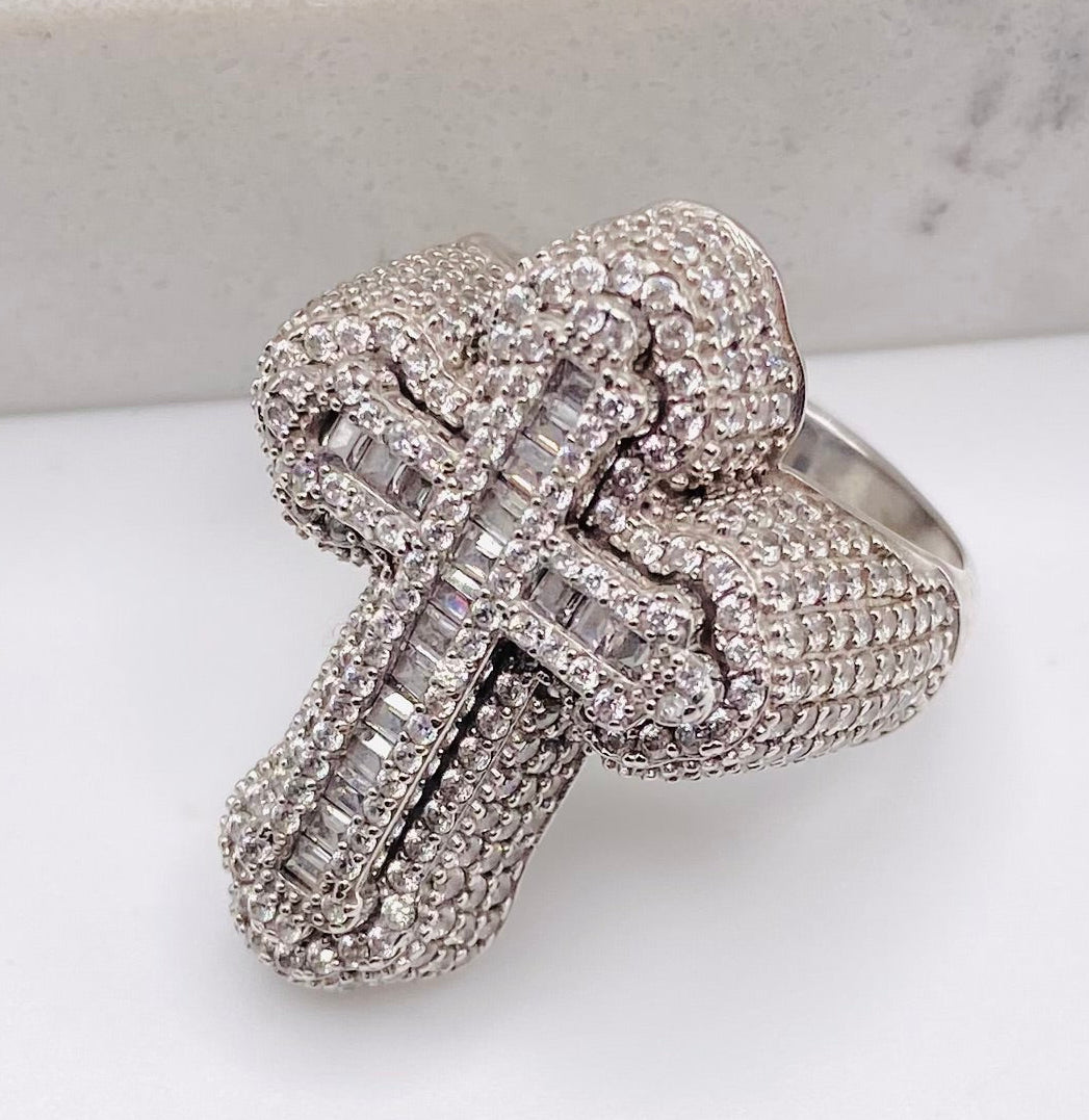 Anillo cruz blanco zc 14k, #24
