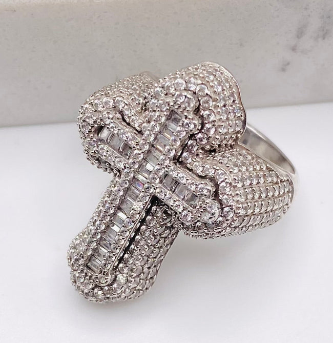 Anillo cruz blanco zc 14k, #24