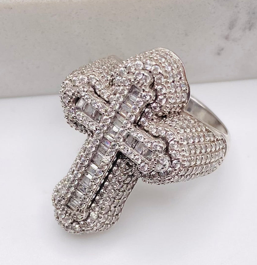 Anillo cruz blanco zc 14k, #24