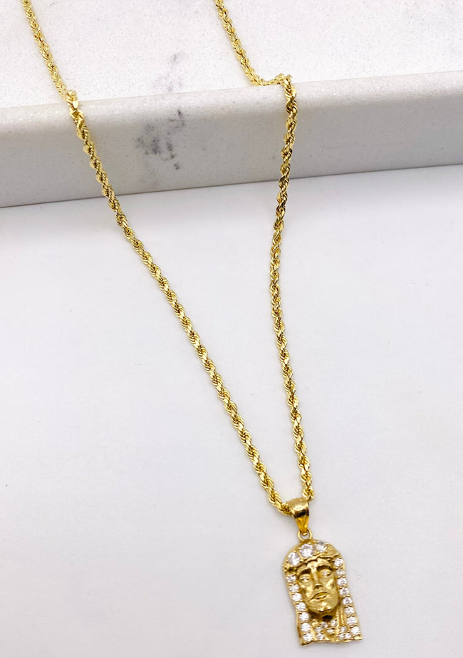 Cadena soga con medalla 14k, 50cm