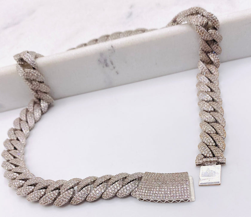 Cadena Mónaco blanca Zc 14k, 40cm x 11mm