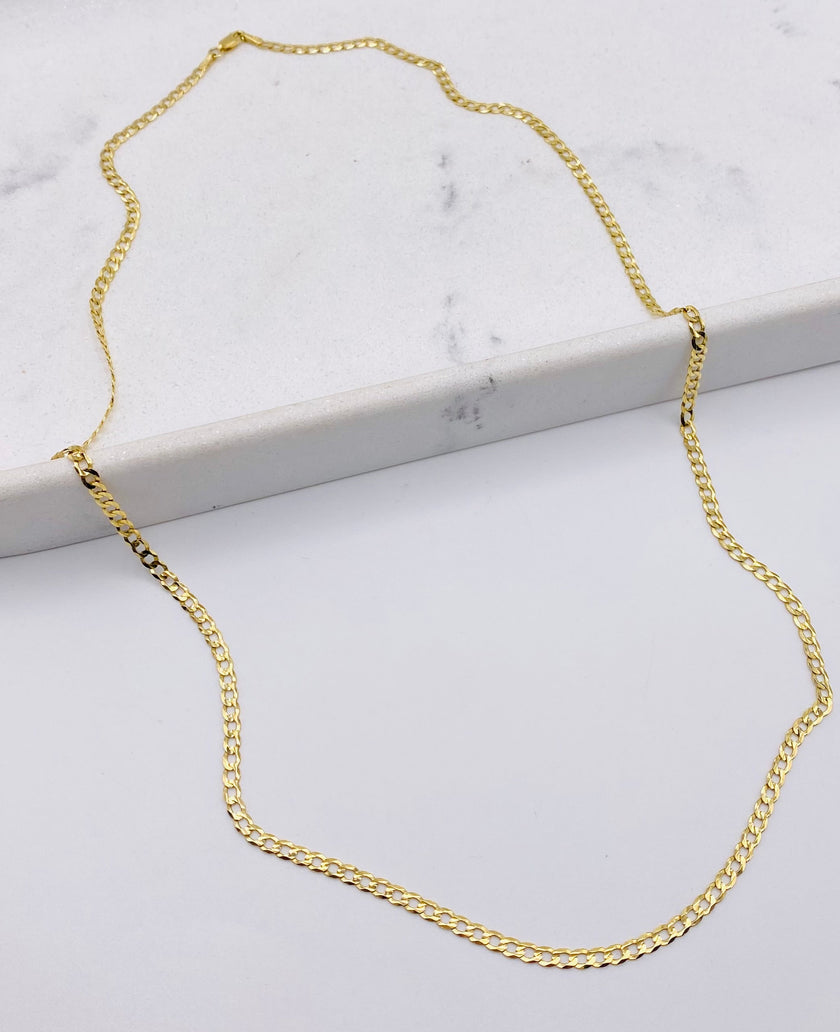 Cadena cubana 14k, 55cm x 2.2MM