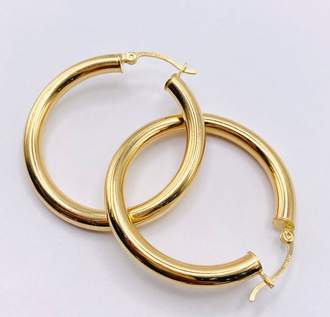 Argollas 14k,  3.75mm x 3cm